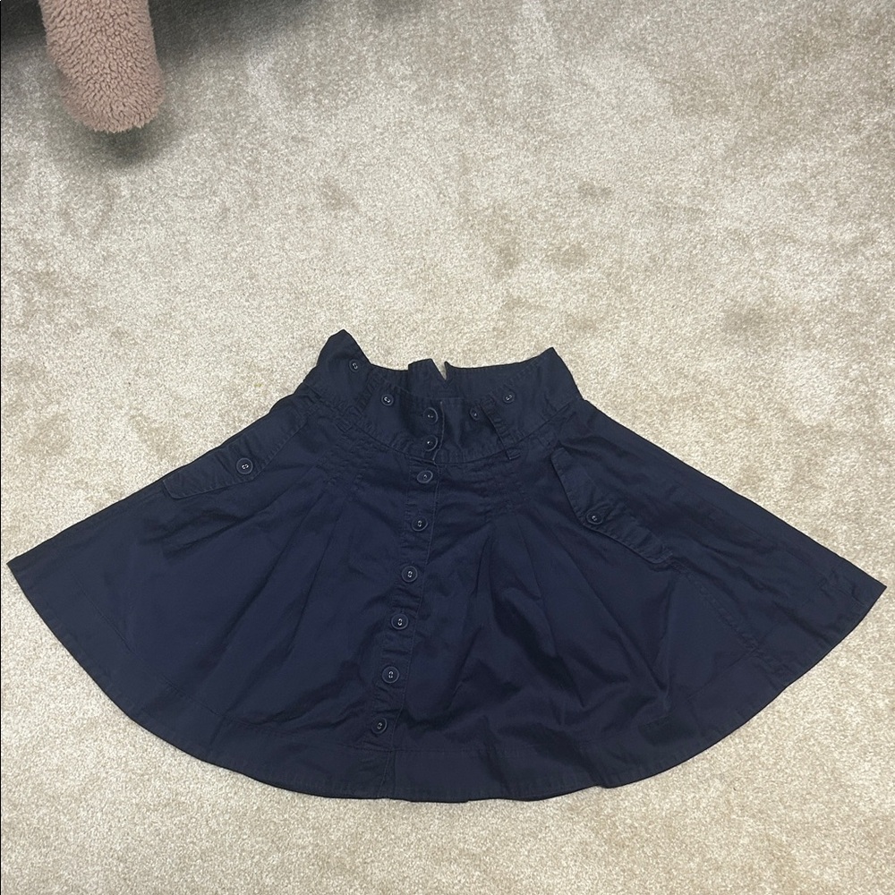 French Connection Navy Button-Front  Skirt